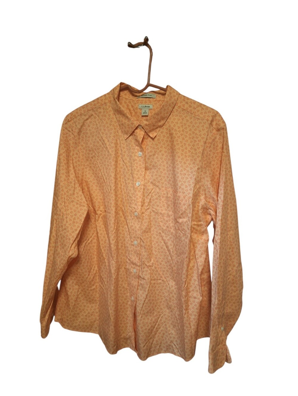 L.L. Bean Ladies Plus size 1X 100% Cotton Button Up Long Sleeved Blouse